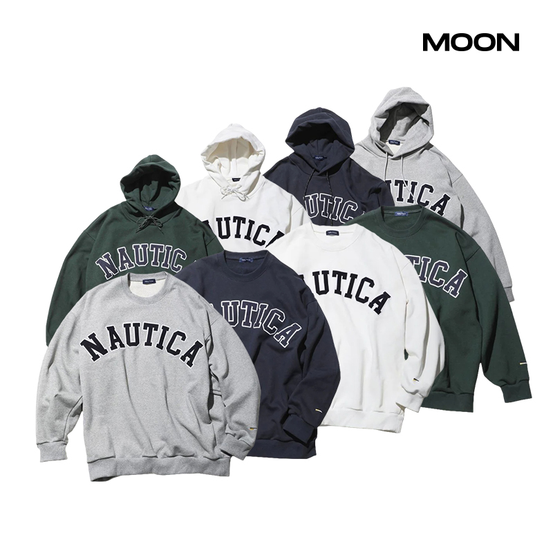 现货NAUTICA JAPAN Basic Heavy Sweat Arch Logo长谷川帽衫卫衣