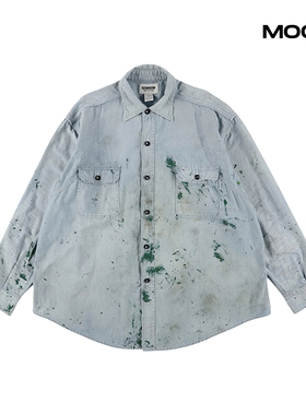 现货BOWWOW PAINT STAINED CHAMBRAY SHIRT 漆点做旧牛仔衬衫25FW