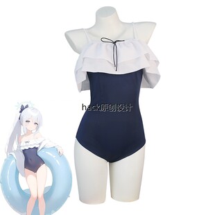 月雪宫子cos泳装 碧蓝档案 cosplay 泳衣 二次元游戏动漫服装全套
