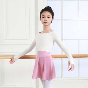 儿童舞蹈服女秋冬长袖 白色毛衣针织芭蕾舞练功服外搭保暖上衣外套