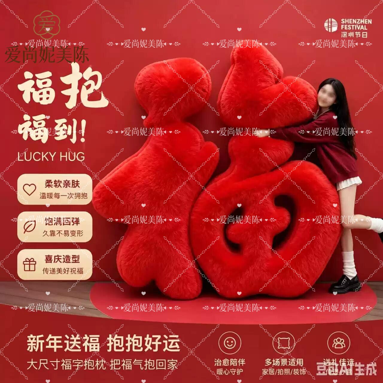 中秋商场互动定制巨型福字摆件