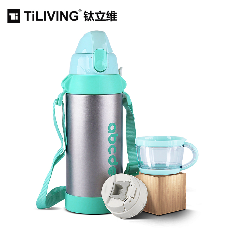 纯钛小学生两用儿童防摔保温杯
