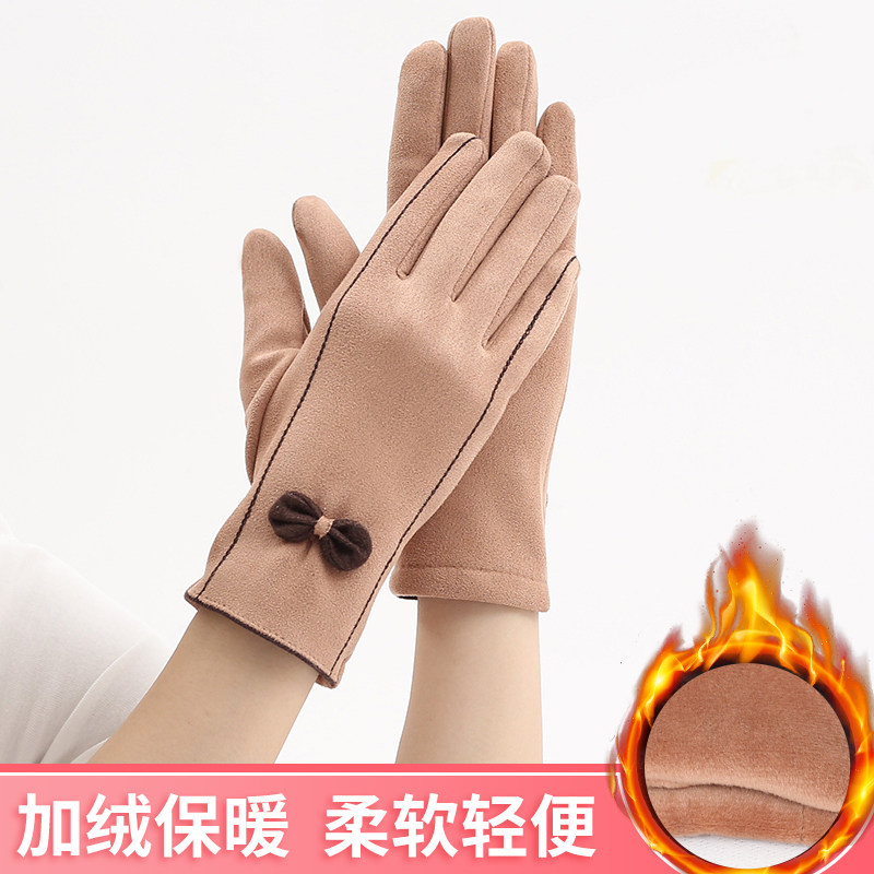学生麂皮绒防寒百搭复古保暖手套