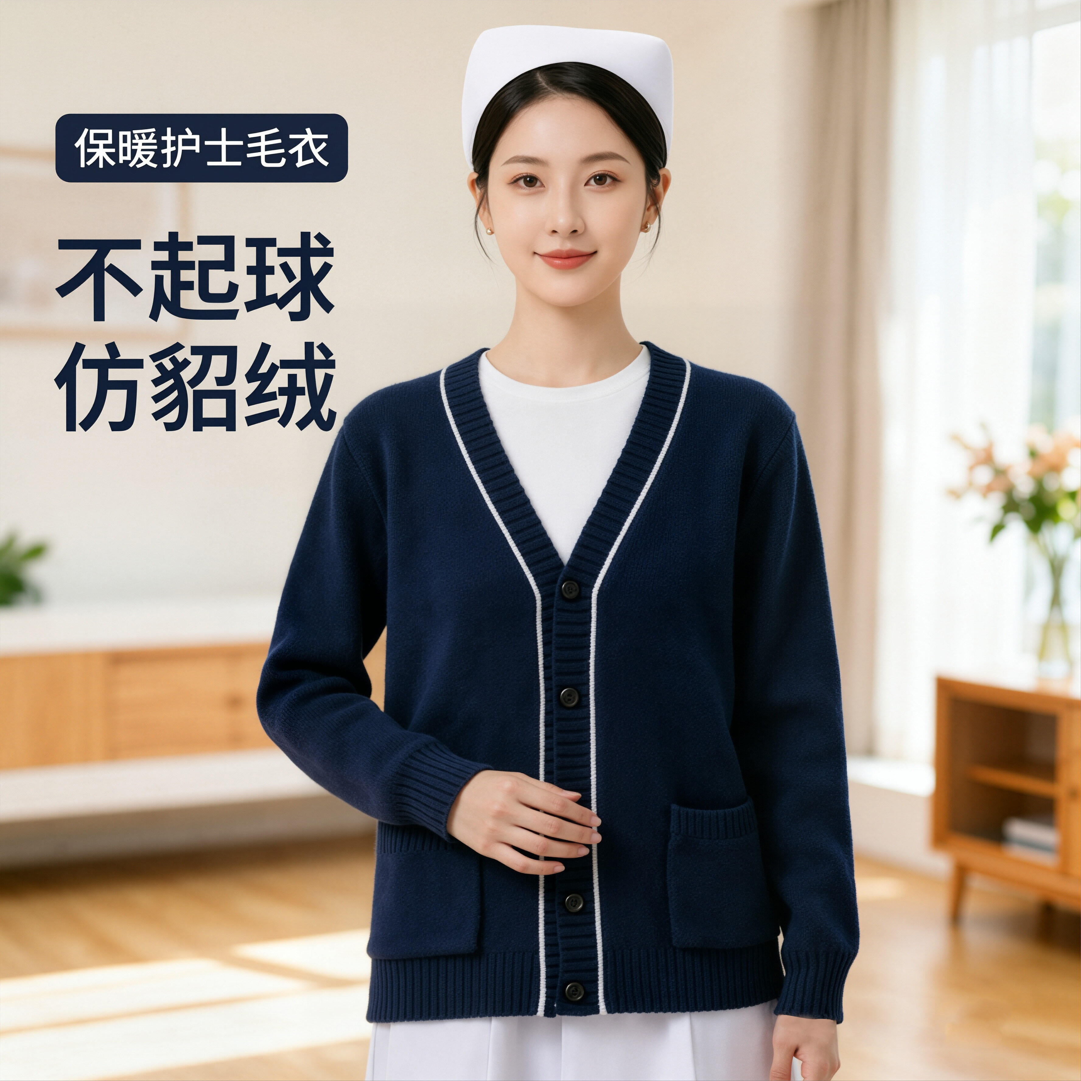 护士毛衣不起球仿貂绒羊毛绒加绒医护制服