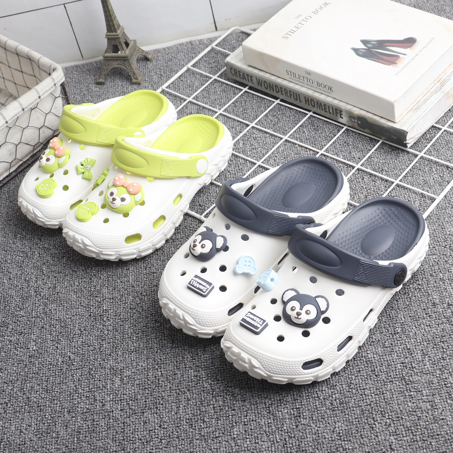 小孩可爱小熊卡通儿童洞洞鞋夏季舒适防滑耐磨透气洗澡包头凉拖鞋