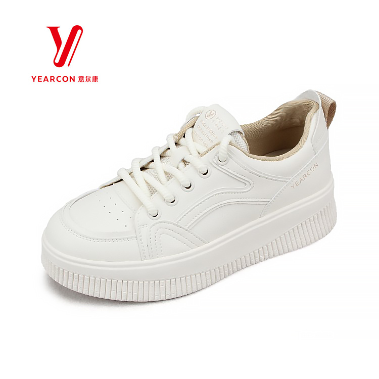 意尔康简约小白鞋厚底休闲板鞋