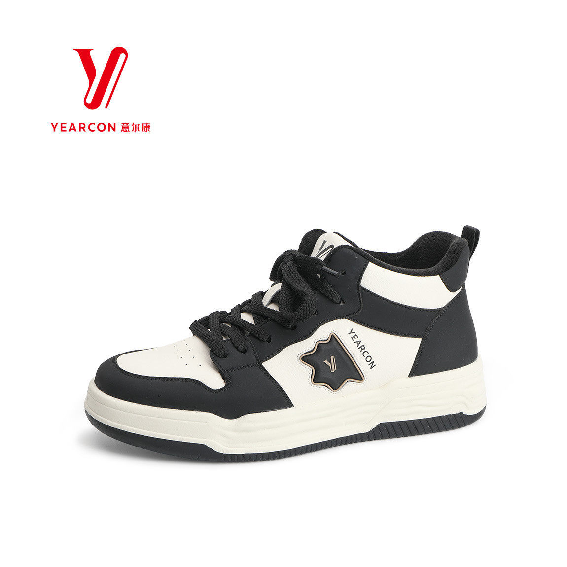 意尔康时尚百搭拼色厚底休闲板鞋