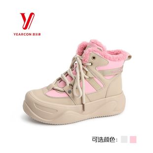 加绒厚底高帮休闲鞋 意尔康SSSS冬季 时尚 女鞋 短靴S772AM07421M 新款