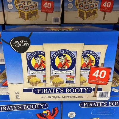 美国直邮 Pirate's Booty白切达奶酪干泡芙条便携零食40小包