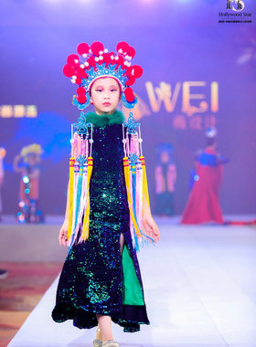 薇设计高端T台模特走秀礼服比赛礼服定制中国风国潮儿童礼服