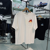 重磅全棉设计师款 T恤 万针刺绣胸前口袋男女通用休闲宽松圆领短袖