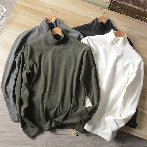 进口面料阳离子双面绒高领男针织