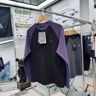 吸湿透气速干双面绒面料男女通用撞色插肩袖 户外山系套头抓绒衣
