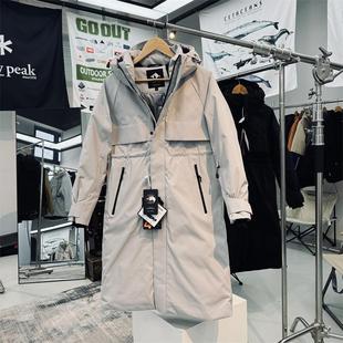 90鹅绒！石墨烯锁温女款全天候防风防水显瘦过膝长款户外羽绒服