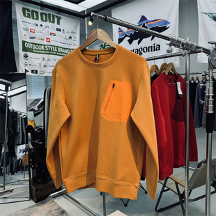 平替系列吸湿保温空气层面料压胶口袋男士户外中间层圆领套头卫衣