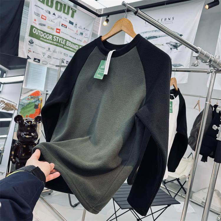 减龄撞色插肩袖加厚保暖抓绒衣