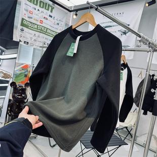 男女同款 户外休闲加厚双面摇粒绒圆领套头抓绒衣 校园风撞色插肩袖