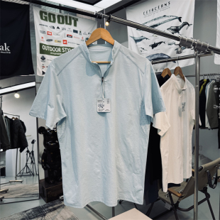 柔感索罗那腋下激光打孔吸湿透气男士 T恤 户外骑行半拉链速干短袖