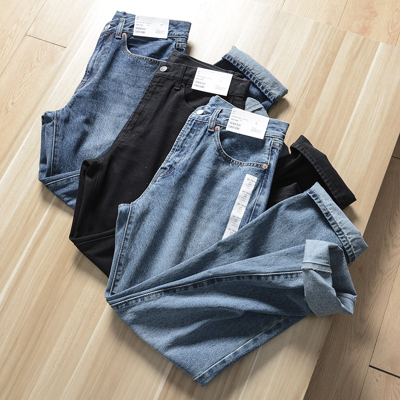 岛国单同步在售299！修身小直筒全棉水洗休闲百搭牛仔裤男裤子