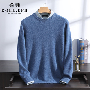 加厚羊绒衫 23秋冬休闲山羊绒保暖毛衣 男100纯羊绒圆领爸爸针织衫