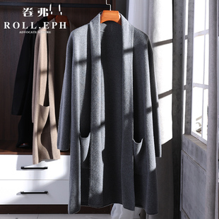 重磅！900高克重100纯羊绒大衣男士中长款开衫毛衣针织风衣外套