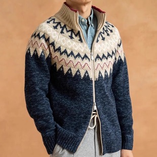 半高领外套长袖 拉链纳瓦霍民族风羊毛针织衫 毛衣 男士 PUPP秋冬BC款