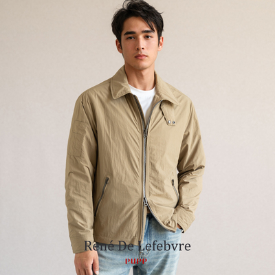 PUPP春秋季男士休闲商务翻领经典尼龙夹克工装防风拉链外套非RL