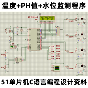 51单片机C语言编程DS18B20温度+PH值水位ADC0832监测程序设计资料