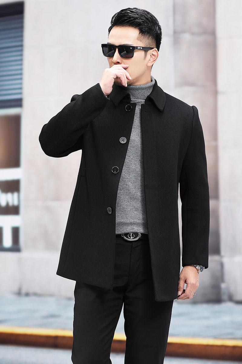 M8808钱塘2020-3秋冬双面尼男士帅气男士商务中长款大衣外套P340,男装毛呢大衣,钱塘207-3