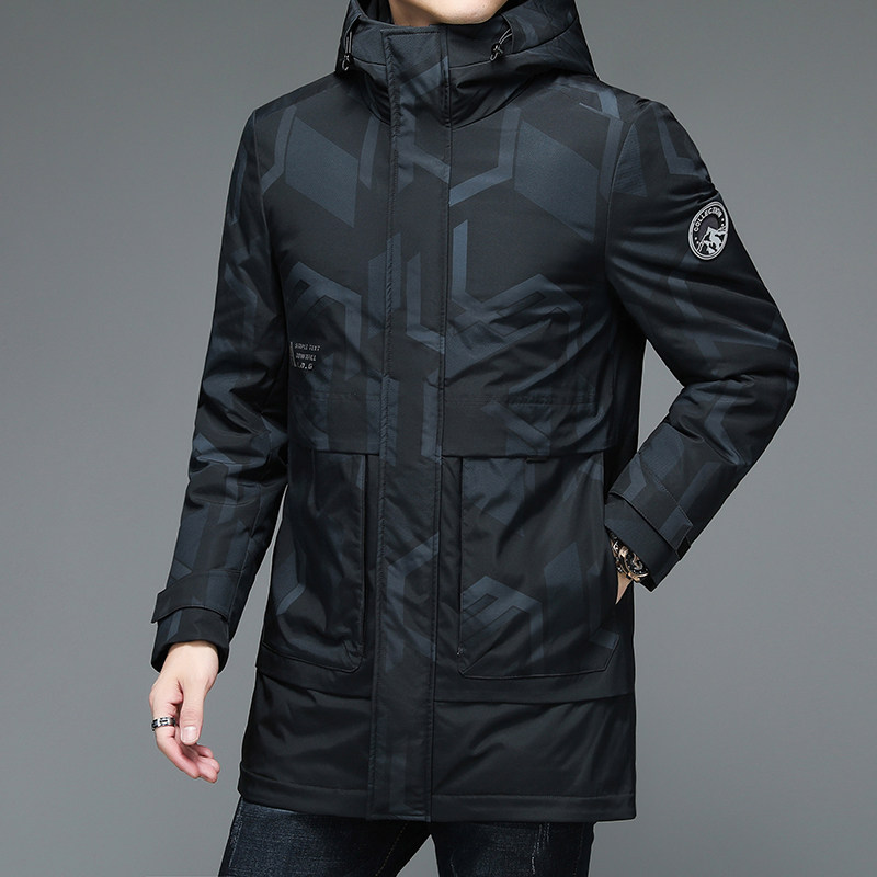 V1011钱塘2020-3冬季男士中长款羽绒服90白鸭绒外套保暖冬季P290，男装羽绒服，钱塘207-3