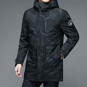 V1011钱塘2020-3冬季男士中长款羽绒服90白鸭绒外套保暖冬季P290,男装羽绒服,钱塘207-3