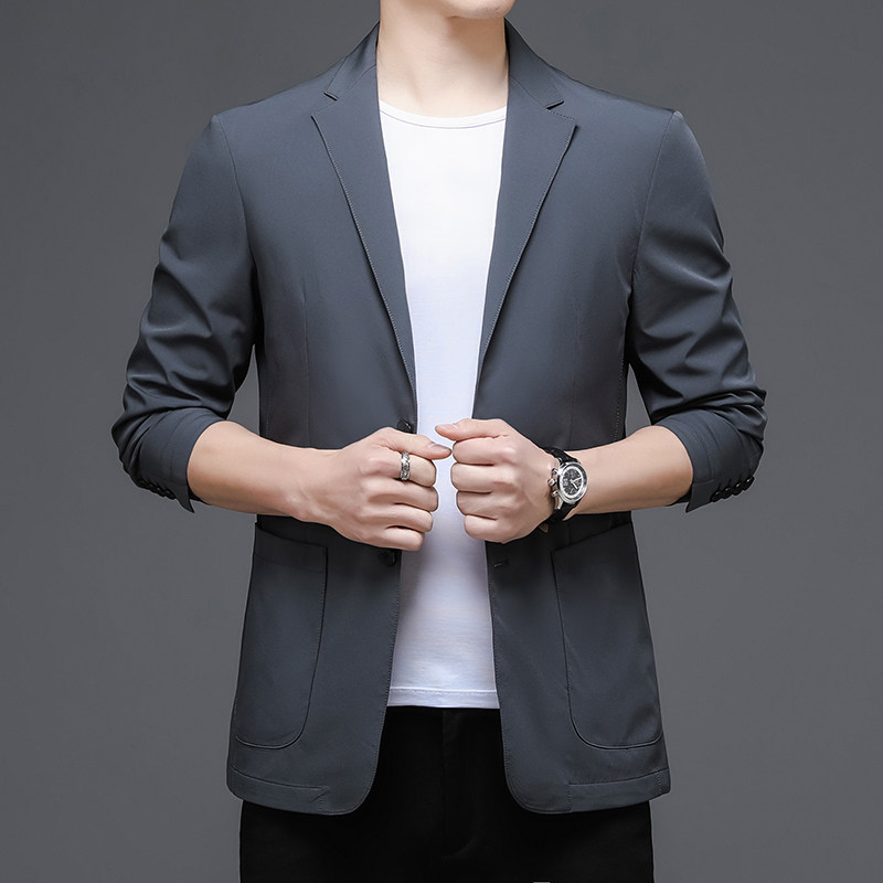 M28001钱塘2020-3秋冬男士帅气男士休闲西服外套修身小西装P190图片