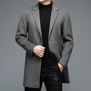 M8803钱塘2020-3冬男士双面呢大衣毛呢外套中长款双面羊毛P310图片