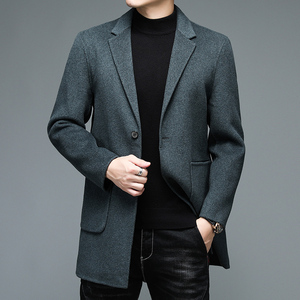 M8806钱塘2020-3冬男士双面呢大衣毛呢外套中长款双面羊毛P310图片