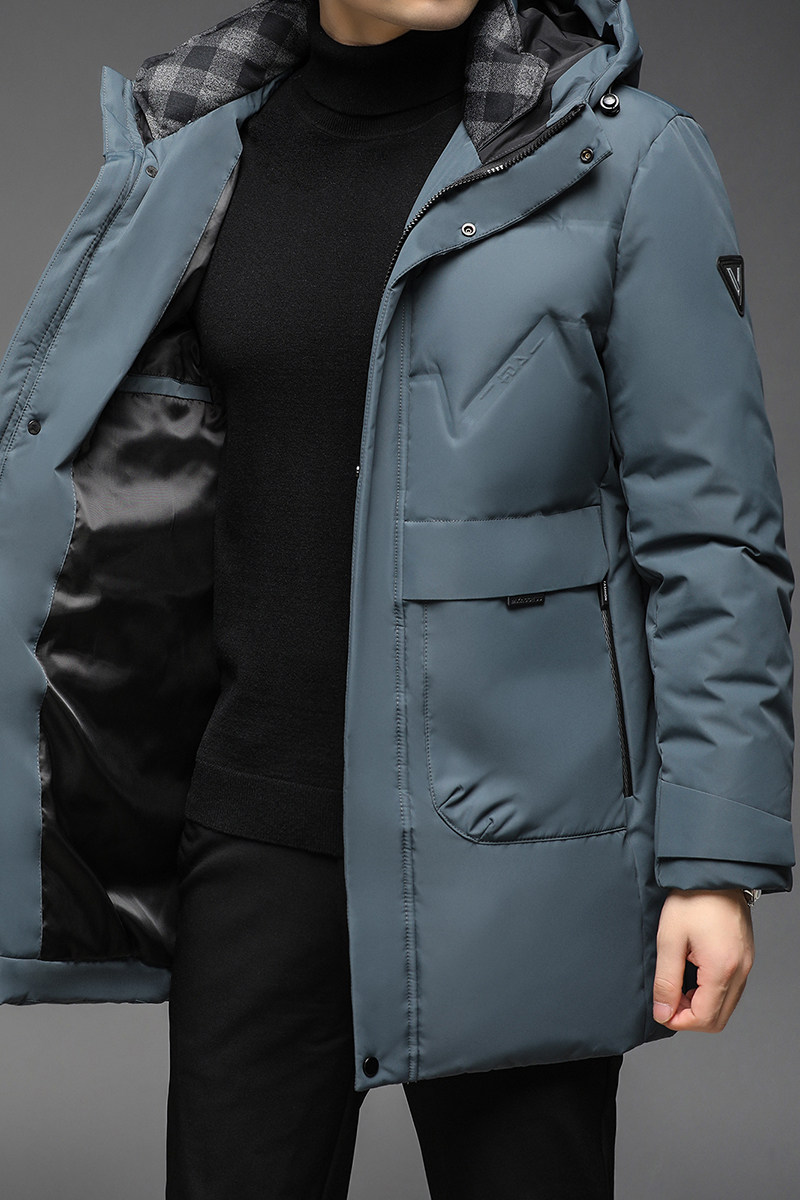B2001钱塘2020-3冬季纯色男士羽绒服90白鸭绒连帽休闲纯色P230,男装羽绒服,钱塘207-3