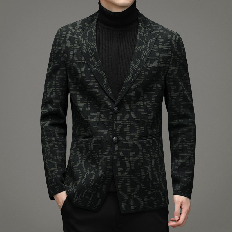 V9036钱塘2020-3春季男士潮牌精品新款印花西装长期款稳定P185图片