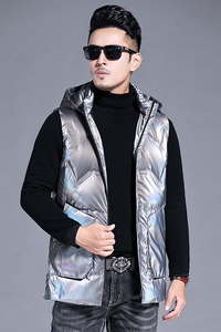 B9828钱塘2020-3冬季男士羽绒服90白鸭绒加厚马甲连帽休闲P170图片