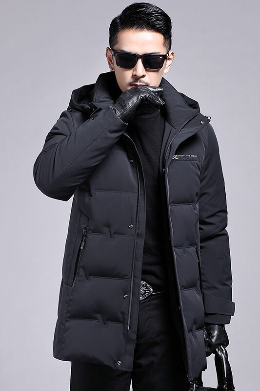 B2108钱塘2020-3冬季中长款男士羽绒服90白鸭绒脱卸领休闲P330,男装羽绒服,钱塘207-3