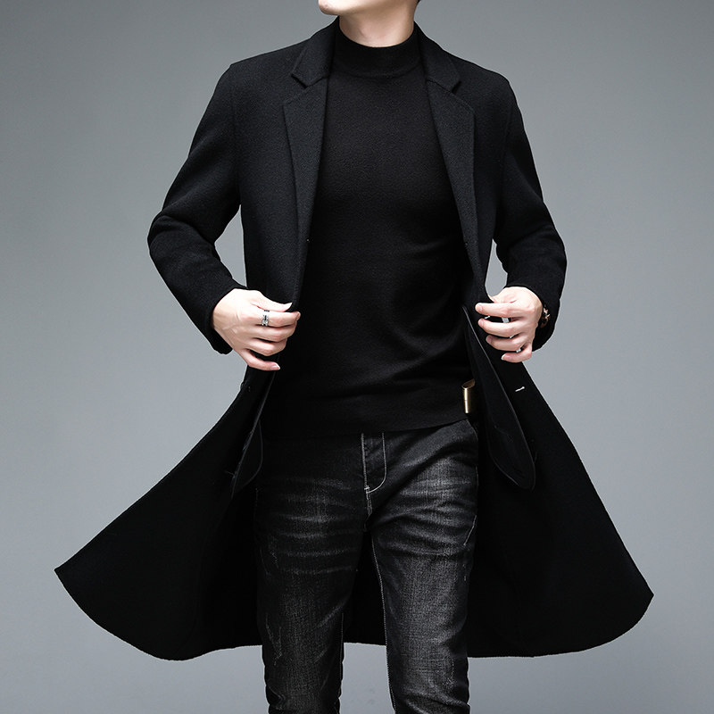 M1912钱塘2020-3冬男士双呢羊毛商务休闲大衣超酷中长款P500，男装毛呢大衣，钱塘207-3