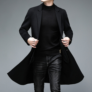 M1912钱塘2020-3冬男士双呢羊毛商务休闲大衣超酷中长款P500,男装毛呢大衣,钱塘207-3