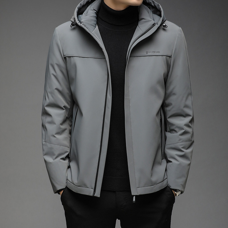 B21150钱塘2020-3冬季连帽男士羽绒服加厚商务纯色休闲外套P235图片