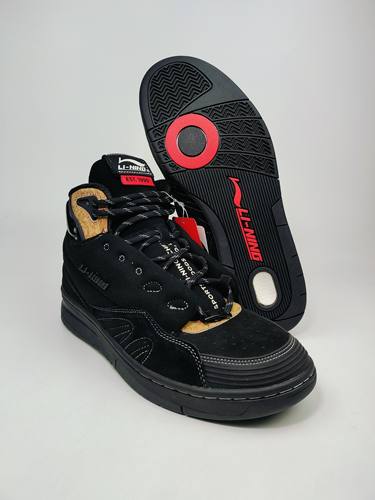 李宁男鞋42码李宁937运动鞋篮球鞋板鞋休闲鞋黑色麂皮