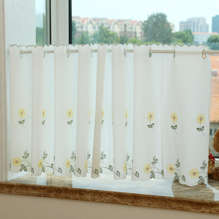 儿童房简易免打孔装饰窗帘小半帘遮挡遮丑飘窗布帘透光不透人