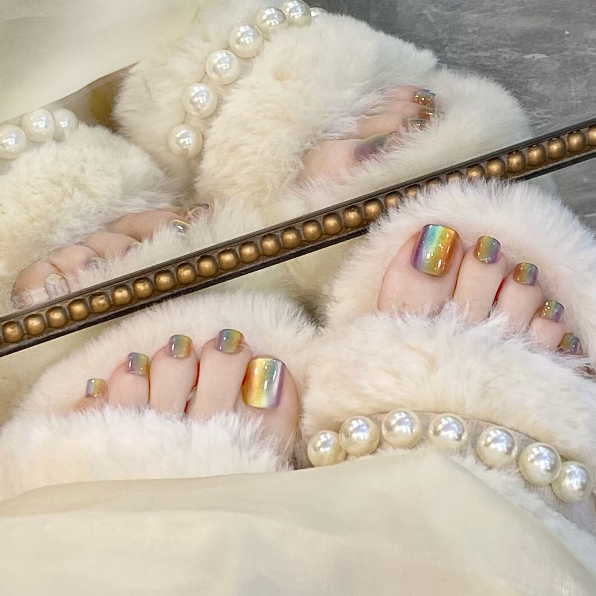 脚趾甲贴美甲可拆卸穿戴甲脚指甲贴片红宝石猫眼高级感美脚显白