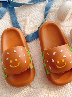 2026新款可爱萌趣汉堡包外穿凉拖鞋女士3D效果家居家用厚底防滑