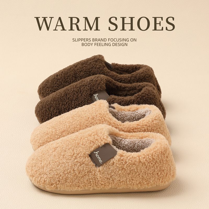 加厚毛毛绒棉拖鞋包跟冬季月子鞋