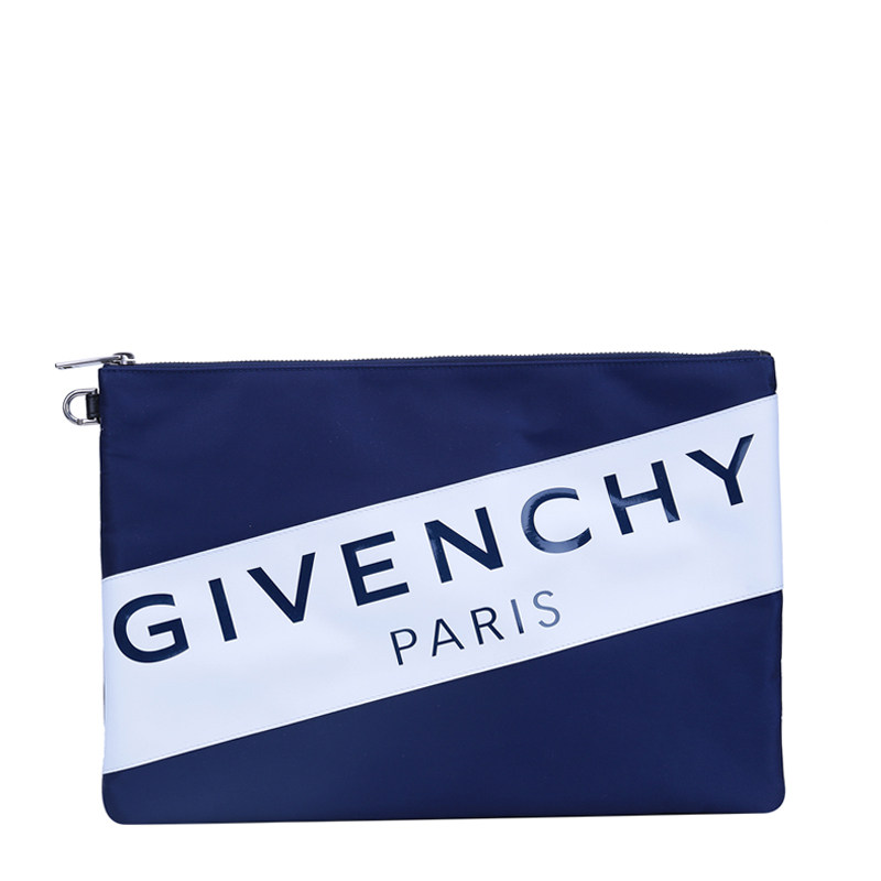 Givenchy/纪梵希男女同款蓝色尼龙拉链手拿包 女士手包 BK602XK