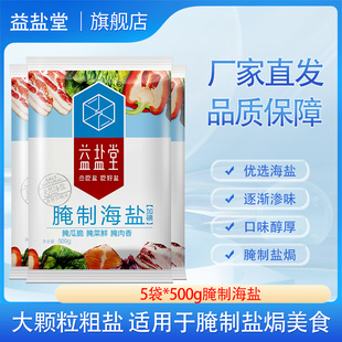 益盐堂加碘大颗粒海盐粗盐食用盐泡菜腌制盐焗盐巴大粒盐500g*5袋