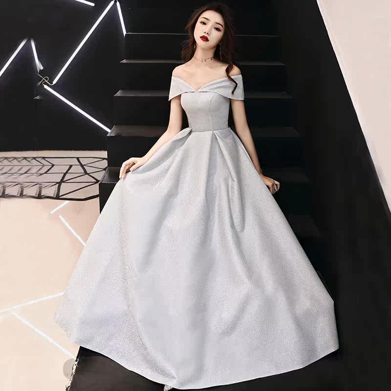 black new pattern 2018 full dress banquet Noble grace one word Annual meeting Host new pattern have more cash than can be accounted for winterin the Women's clothing/Boutique , Wedding/Cheongsam/Formal dress , Formal dress/Evening  category - from Buy2taobao.com to provide professional Taobao agent buy service