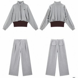 套装 2026春休闲风半拉链收腰卫衣休闲裤 HBZW800324 松弛信号